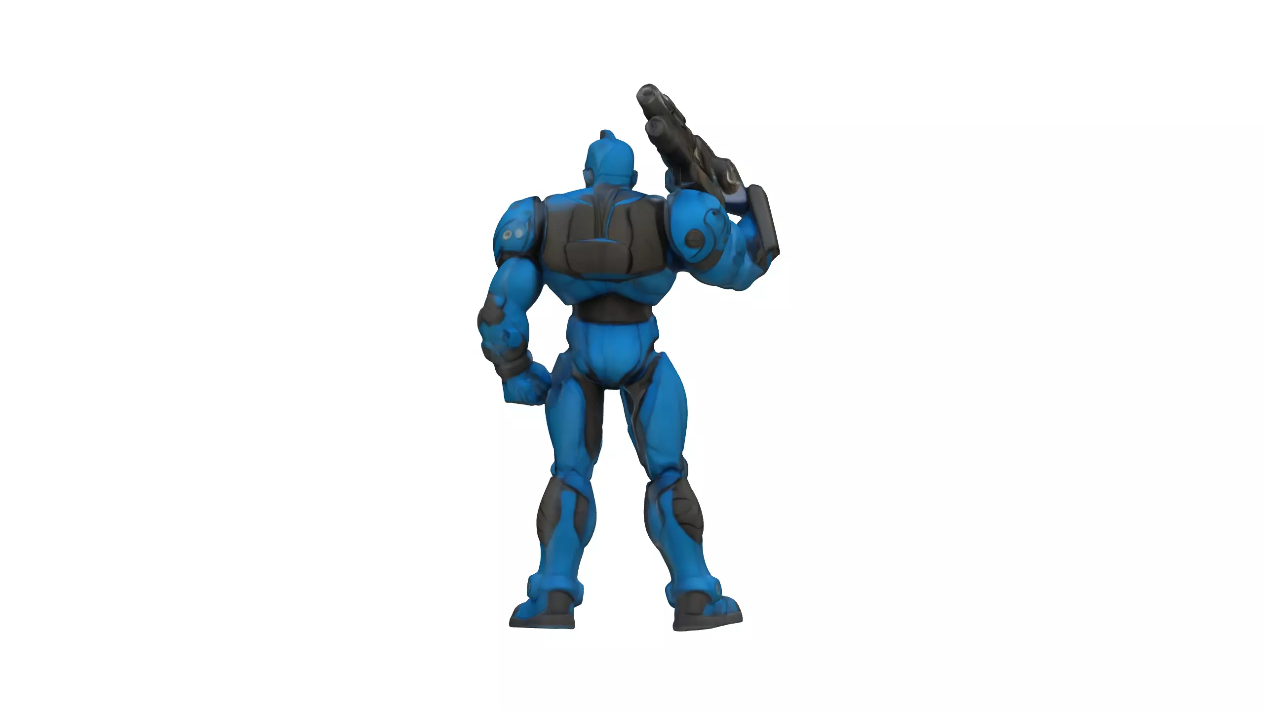 Futuristic Blue Armored Soldier 3D Model 3D model_2