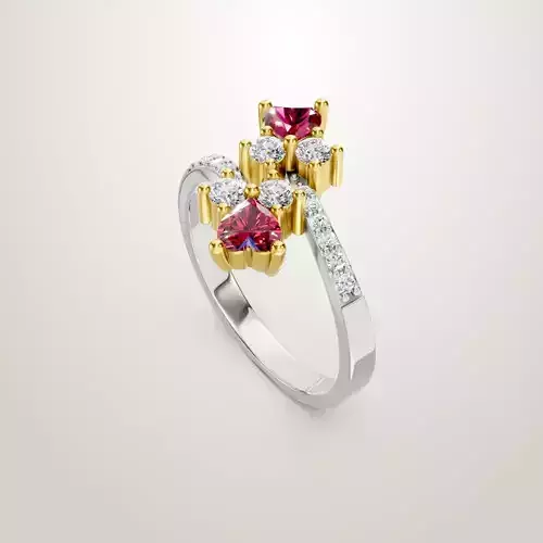 Heart Shaped Two Stone Engagement Ring 61