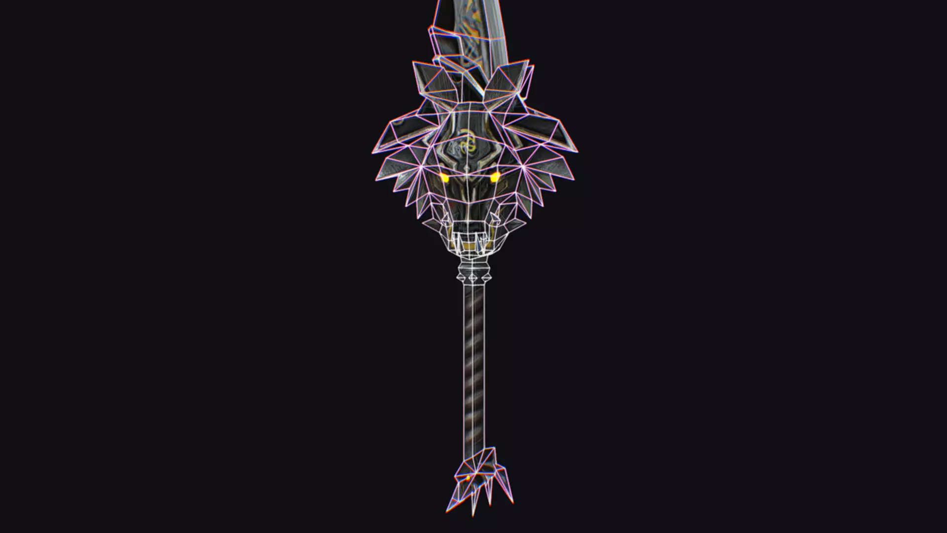 Sword Magical Cutting Fantasy Melee Dagger Iron Blade Saber Low-poly 3D model_17