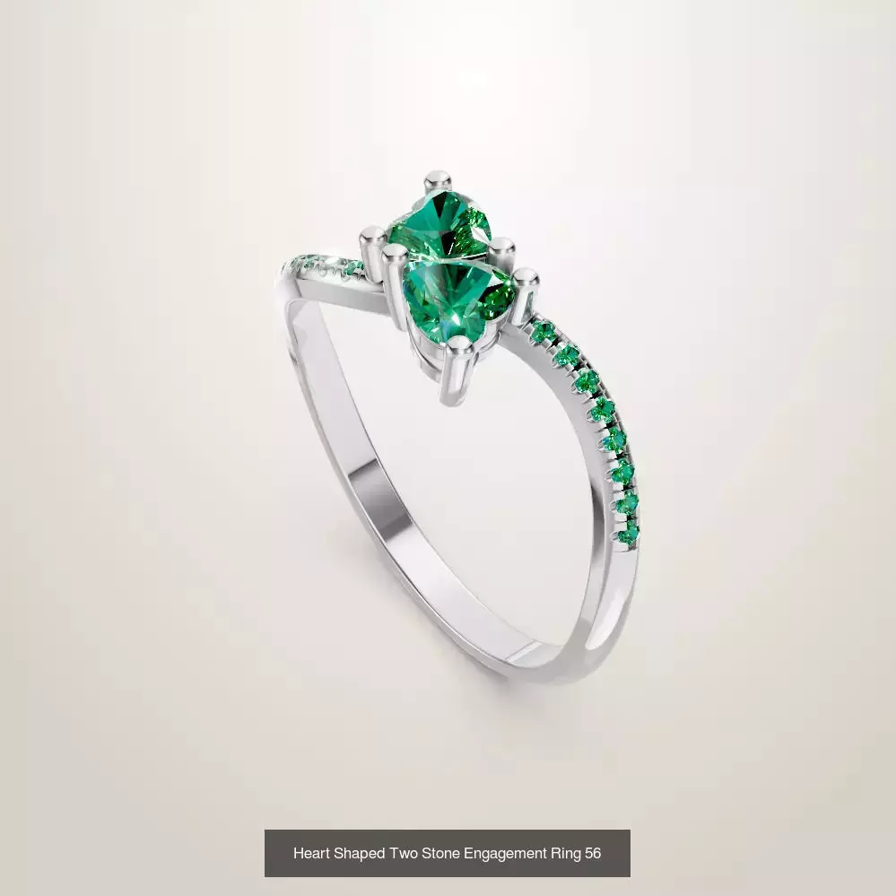 Heart Shaped Two Stone Engagement 32 models designes 3D Model Collection_48