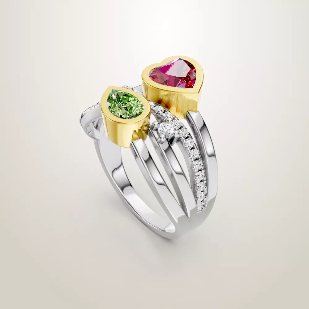 Heart Shaped Two Stone Engagement 32 models designes 3D Model Collection_25