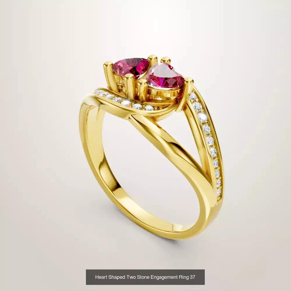 Heart Shaped Two Stone Engagement 32 models designes 3D Model Collection_10