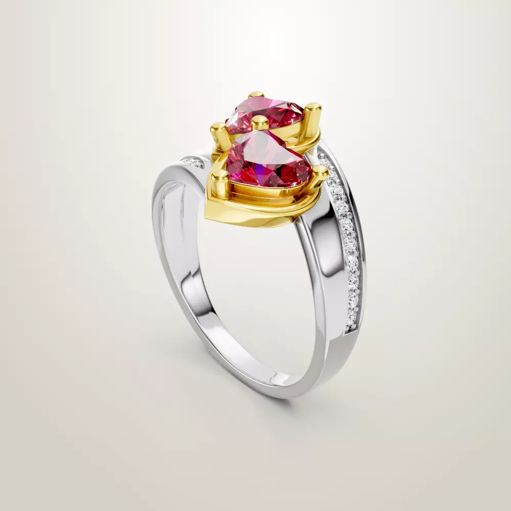Heart Shaped Two Stone Engagement 32 models designes 3D Model Collection_7