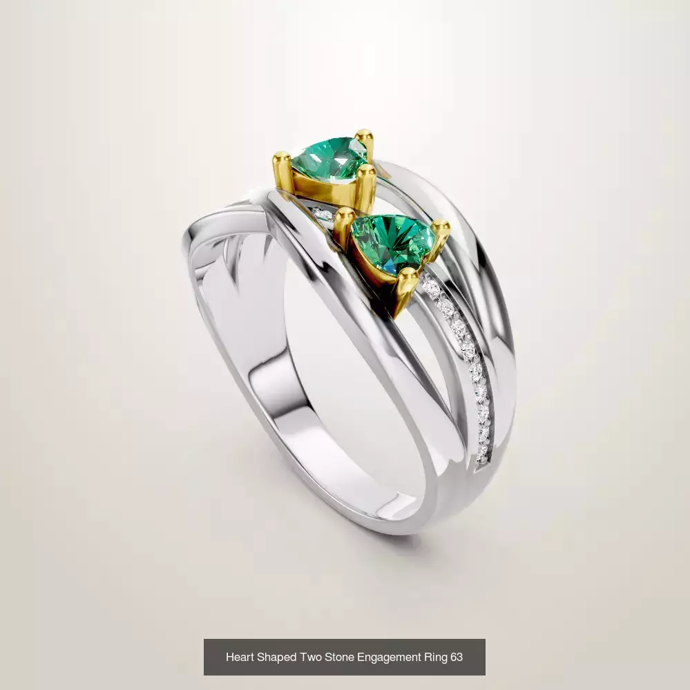 Heart Shaped Two Stone Engagement 32 models designes 3D Model Collection_62
