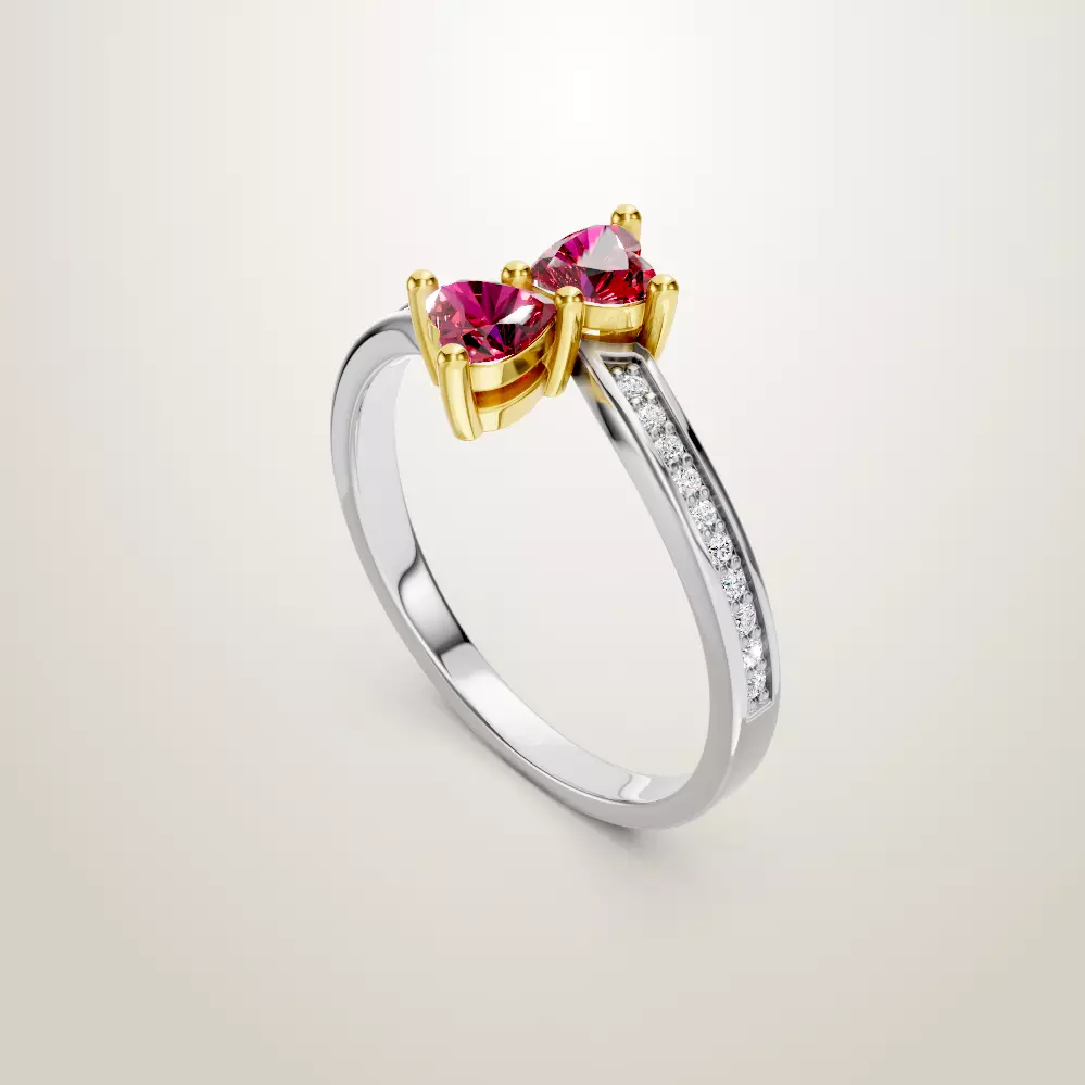 Heart Shaped Two Stone Engagement 32 models designes 3D Model Collection_53