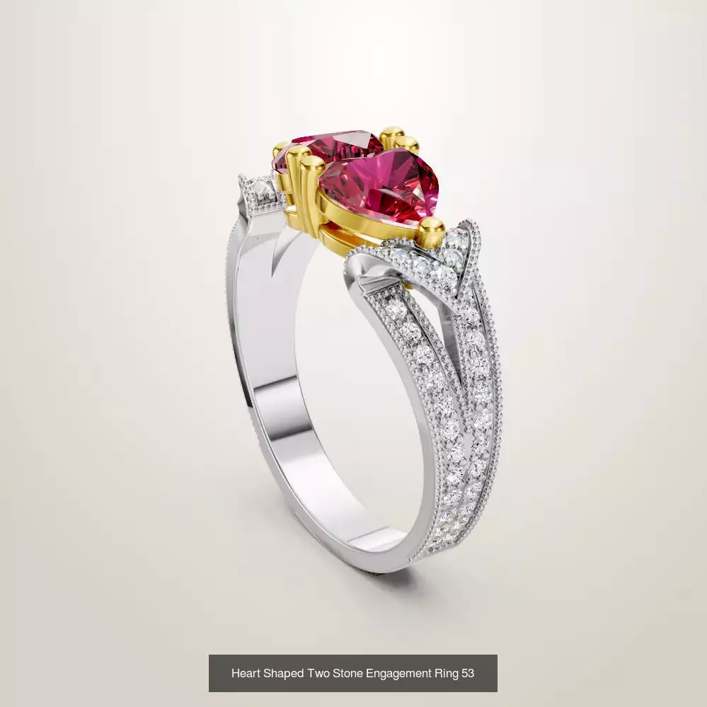 Heart Shaped Two Stone Engagement 32 models designes 3D Model Collection_42