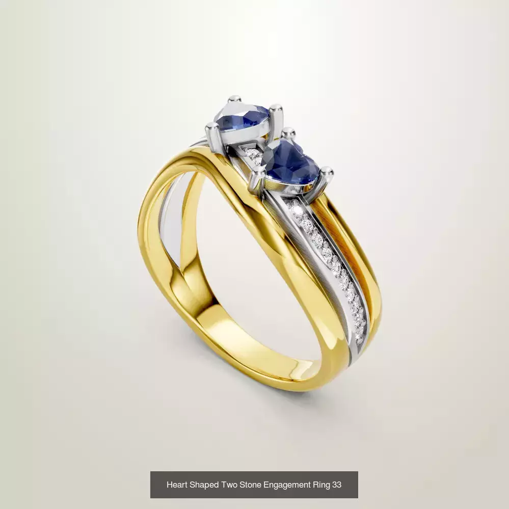 Heart Shaped Two Stone Engagement 32 models designes 3D Model Collection_3
