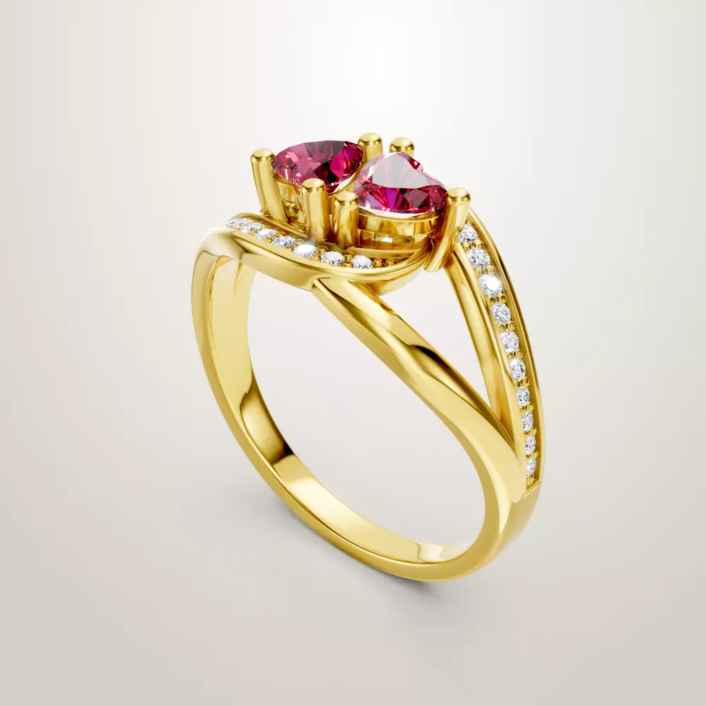 Heart Shaped Two Stone Engagement 32 models designes 3D Model Collection_13