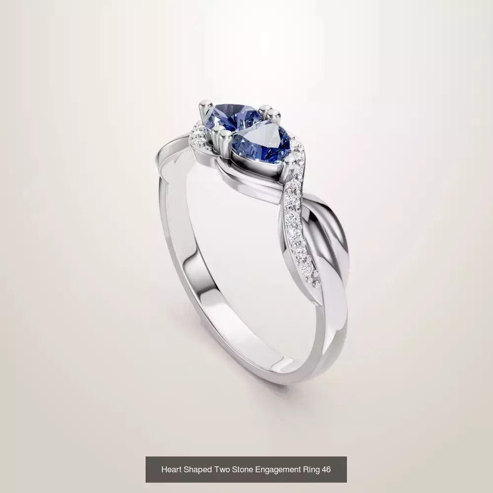 Heart Shaped Two Stone Engagement 32 models designes 3D Model Collection_28