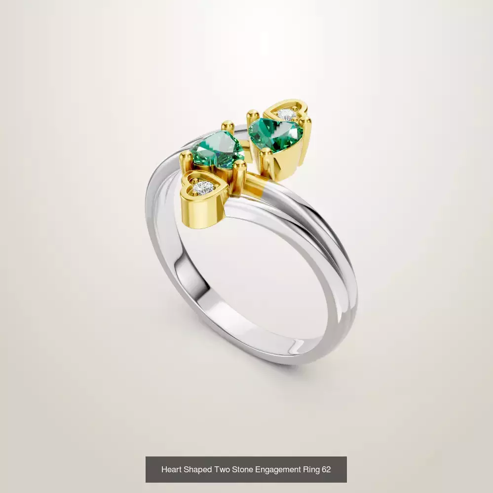Heart Shaped Two Stone Engagement 32 models designes 3D Model Collection_60
