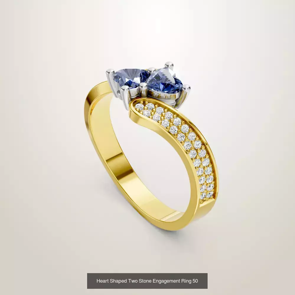 Heart Shaped Two Stone Engagement 32 models designes 3D Model Collection_36