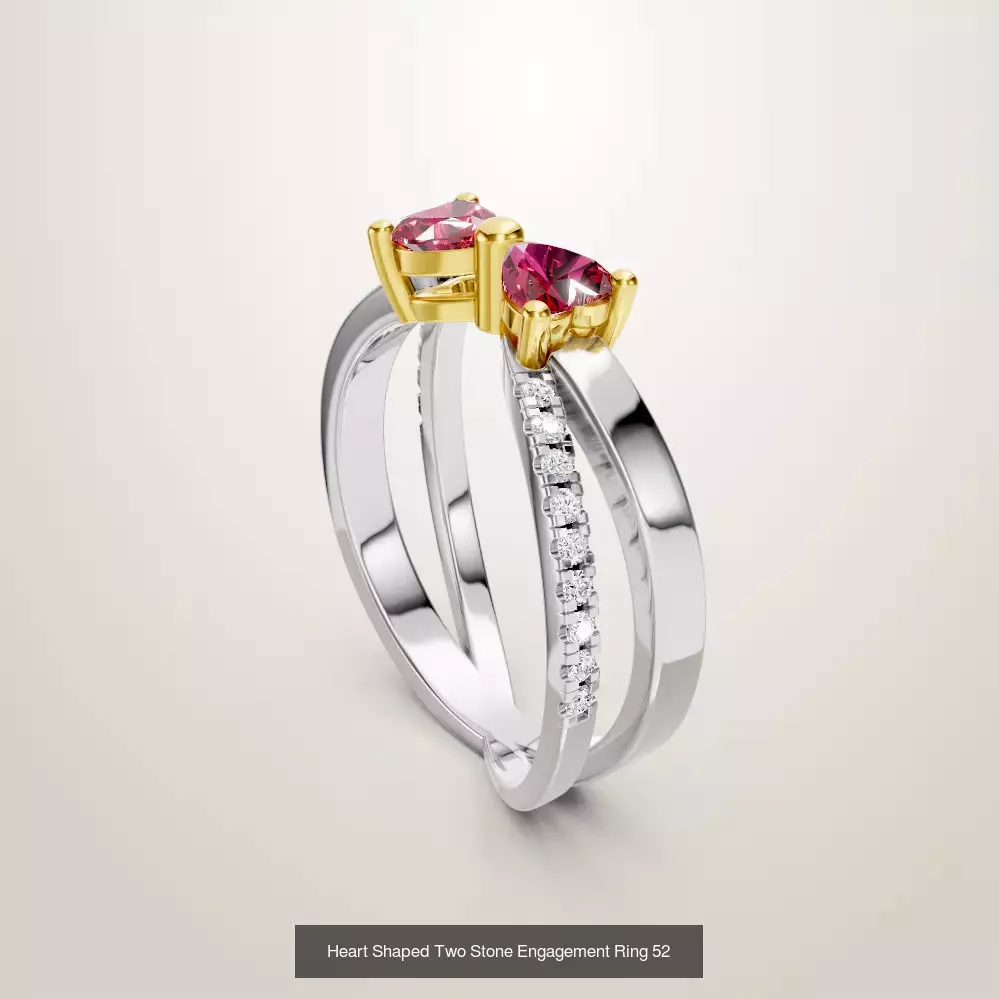 Heart Shaped Two Stone Engagement 32 models designes 3D Model Collection_40