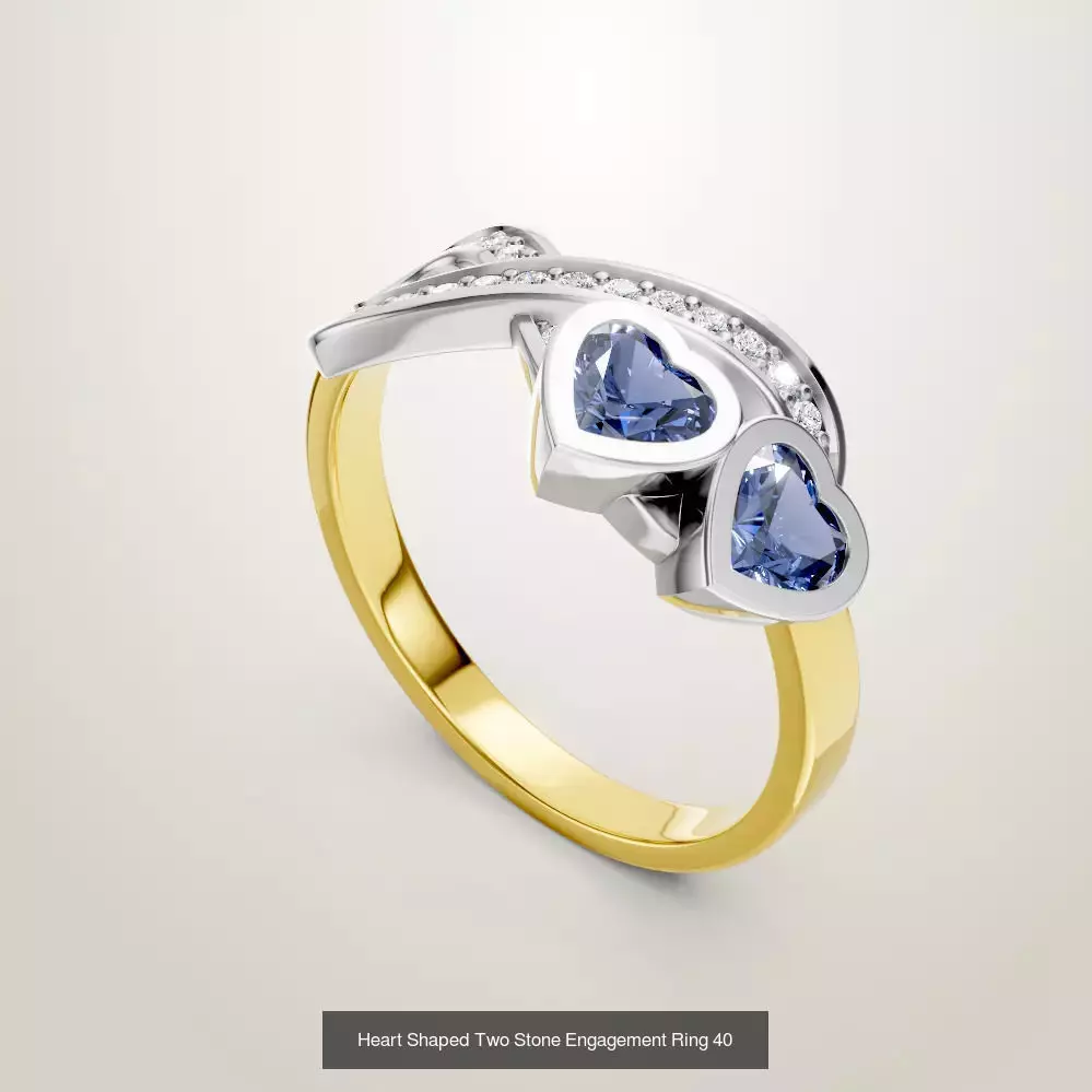 Heart Shaped Two Stone Engagement 32 models designes 3D Model Collection_16