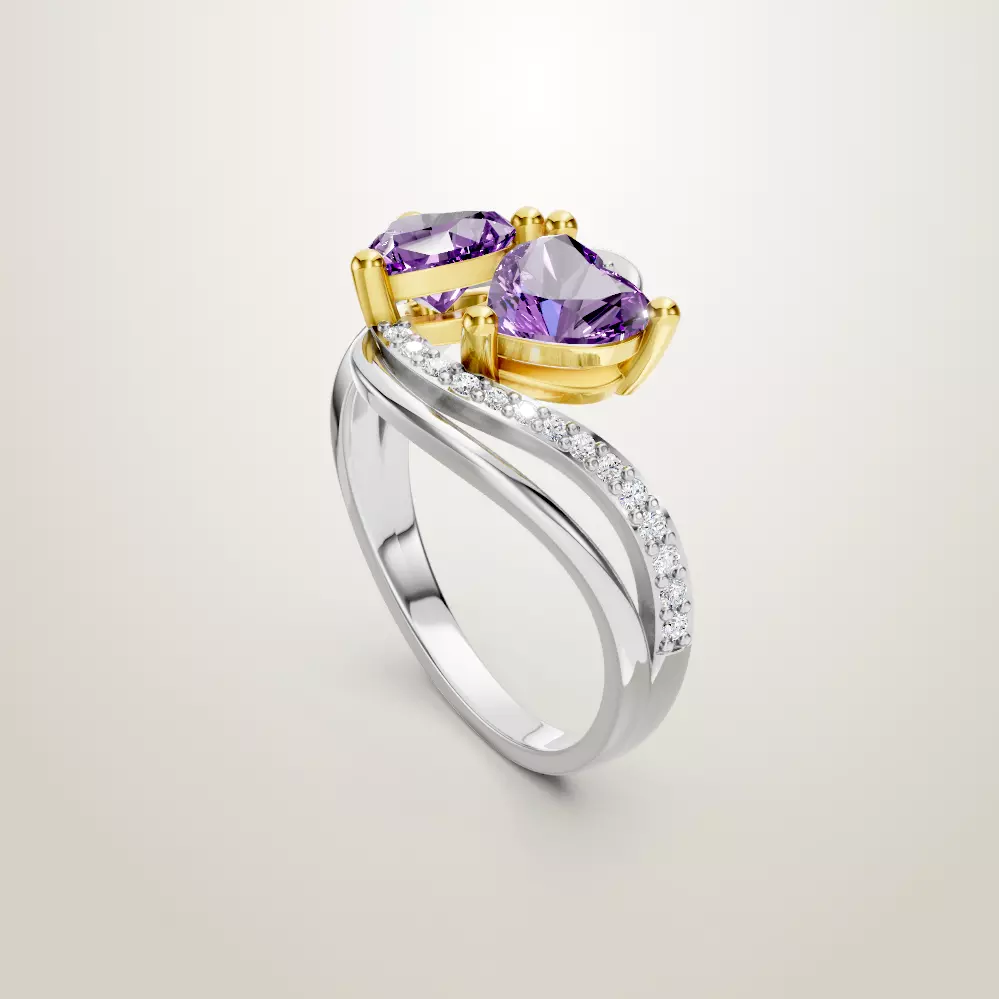 Heart Shaped Two Stone Engagement 32 models designes 3D Model Collection_35