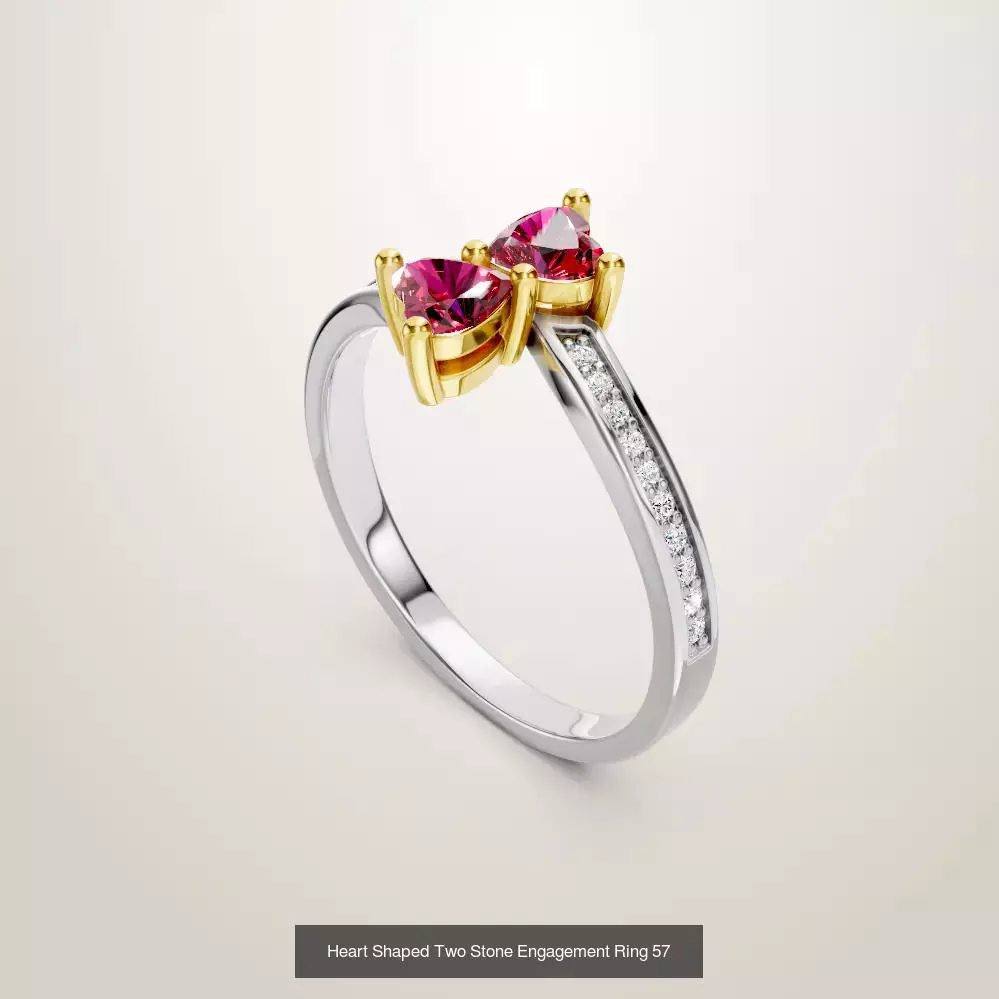 Heart Shaped Two Stone Engagement 32 models designes 3D Model Collection_50