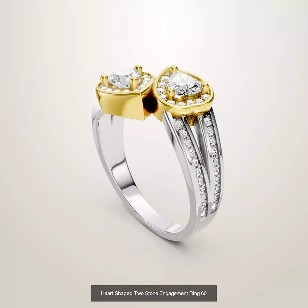 Heart Shaped Two Stone Engagement 32 models designes 3D Model Collection_56