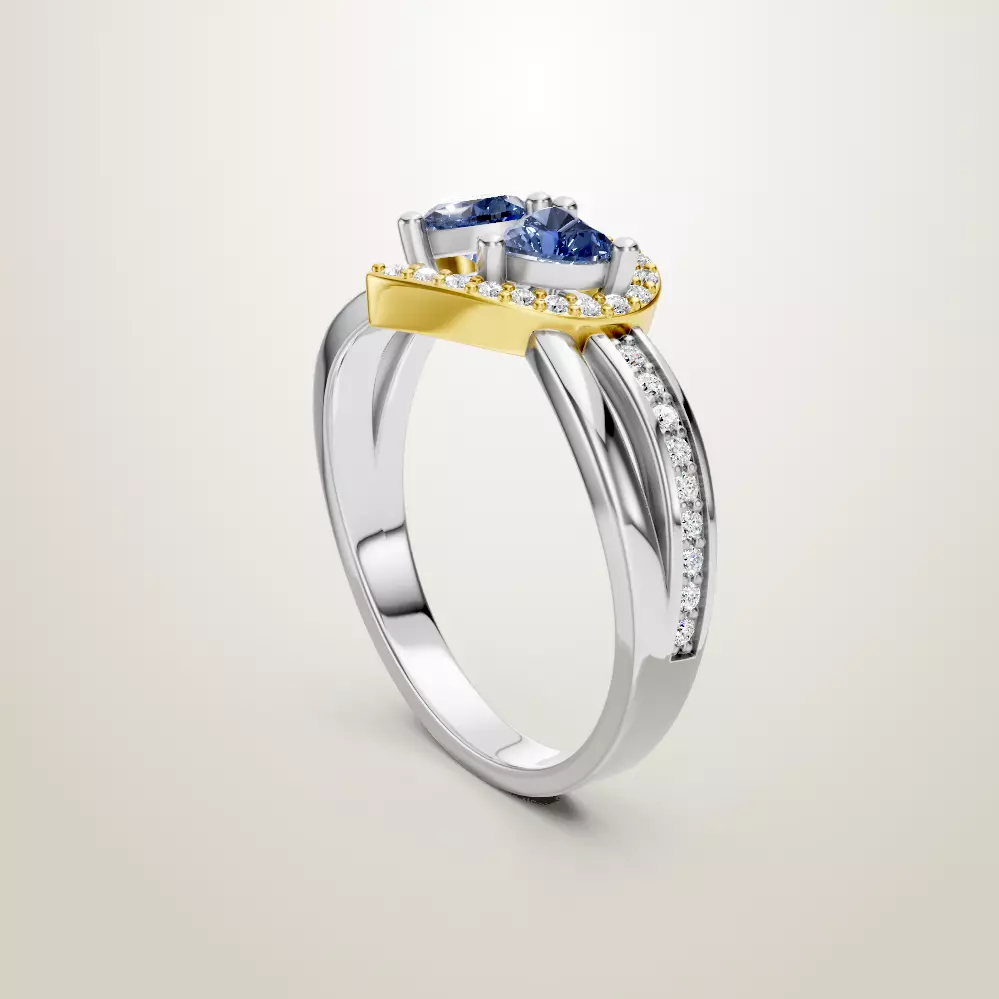 Heart Shaped Two Stone Engagement 32 models designes 3D Model Collection_41