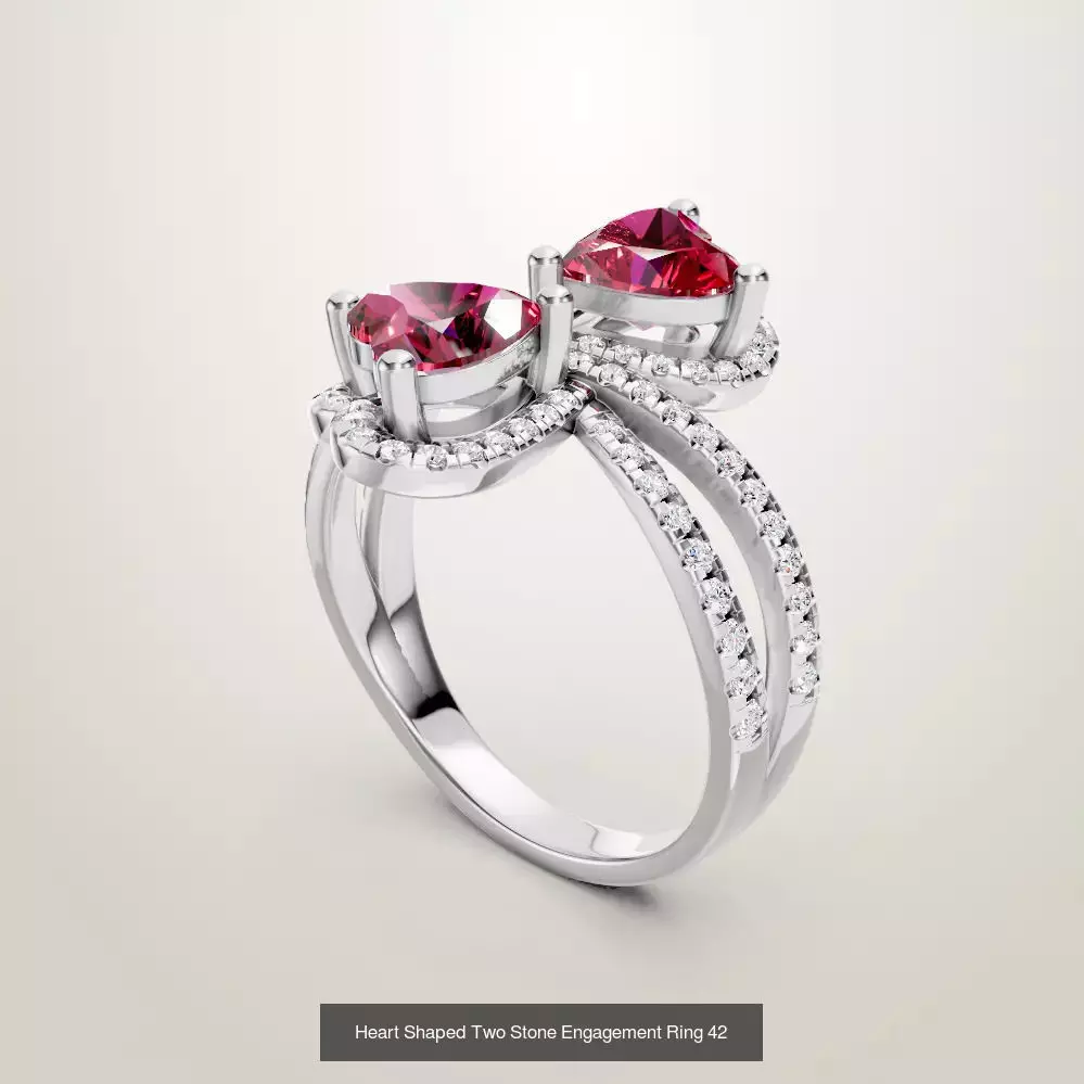 Heart Shaped Two Stone Engagement 32 models designes 3D Model Collection_20