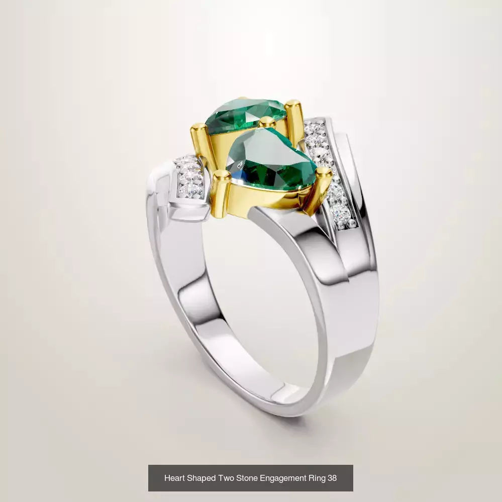 Heart Shaped Two Stone Engagement 32 models designes 3D Model Collection_12