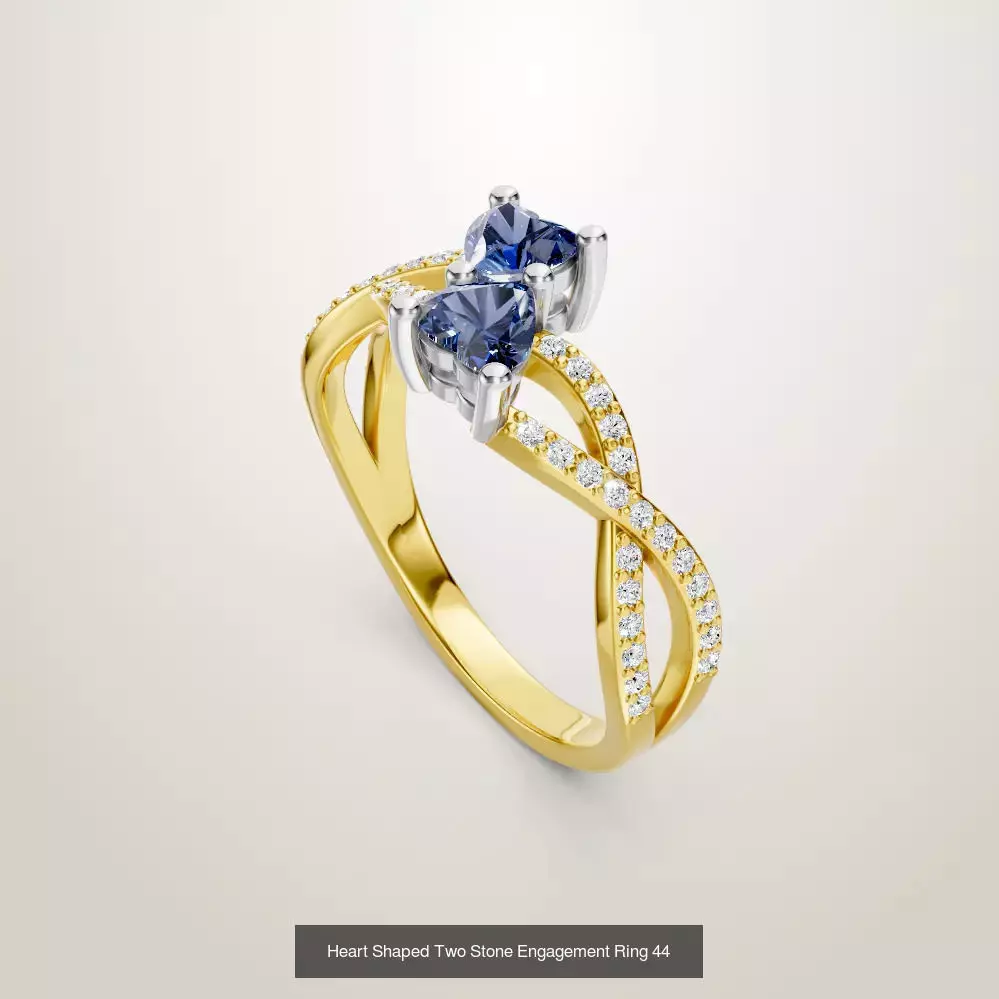 Heart Shaped Two Stone Engagement 32 models designes 3D Model Collection_24