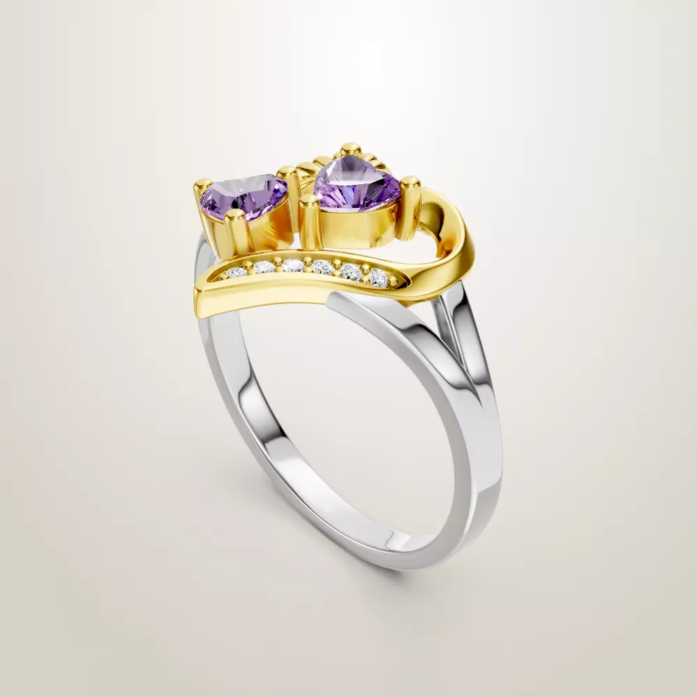 Heart Shaped Two Stone Engagement 32 models designes 3D Model Collection_9