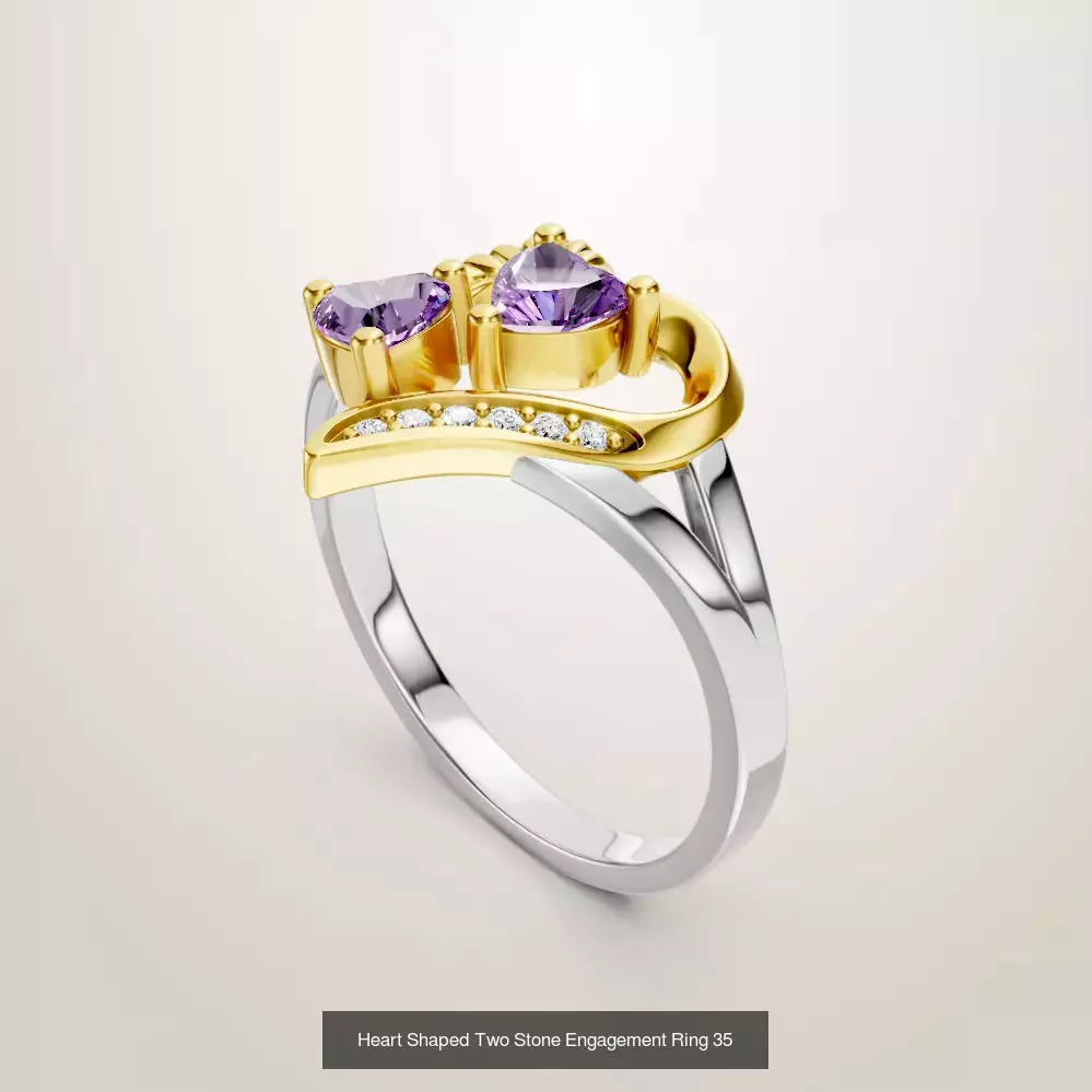Heart Shaped Two Stone Engagement 32 models designes 3D Model Collection_6