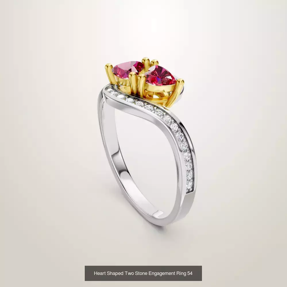 Heart Shaped Two Stone Engagement 32 models designes 3D Model Collection_44