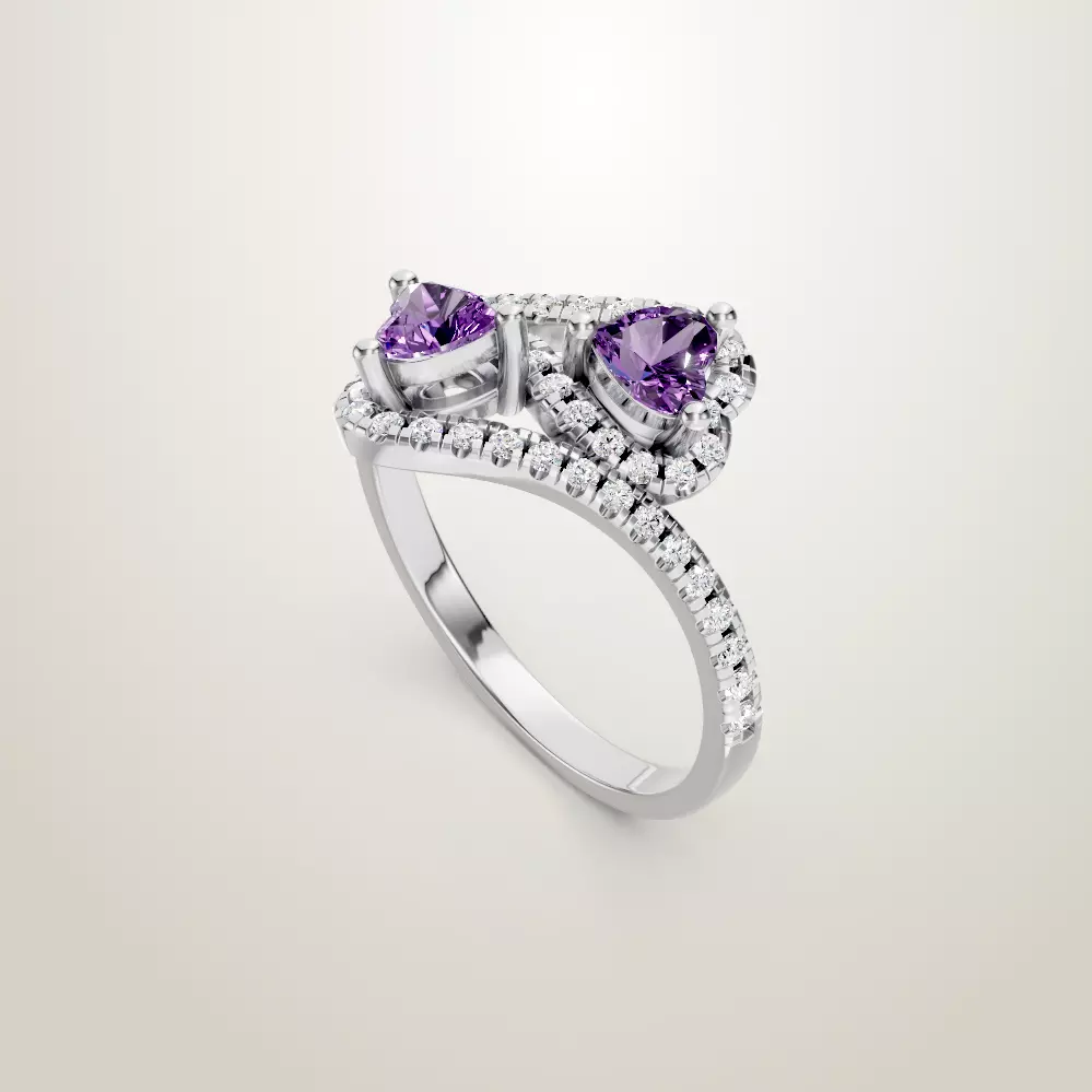Heart Shaped Two Stone Engagement 32 models designes 3D Model Collection_37