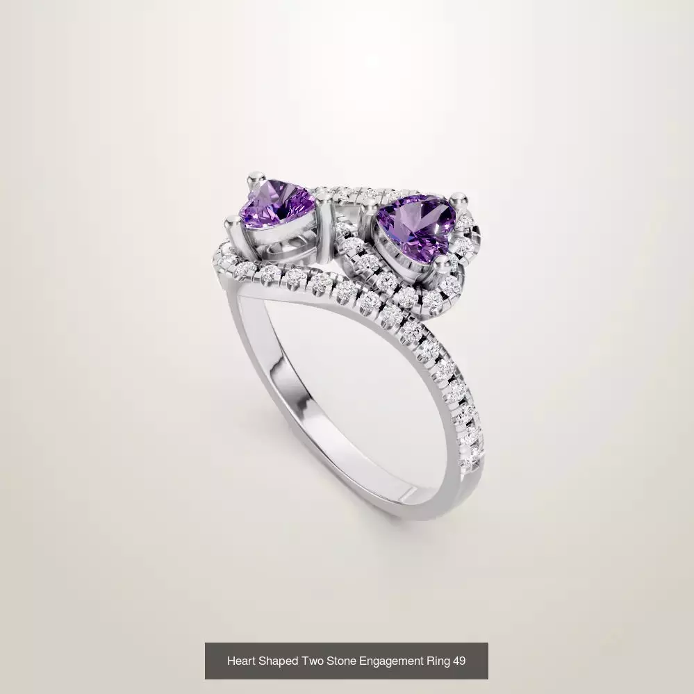 Heart Shaped Two Stone Engagement 32 models designes 3D Model Collection_34
