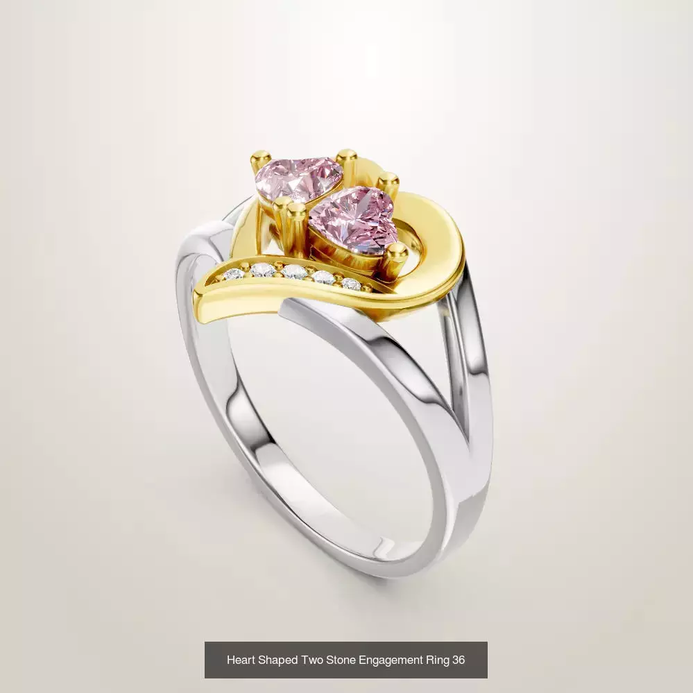 Heart Shaped Two Stone Engagement 32 models designes 3D Model Collection_8