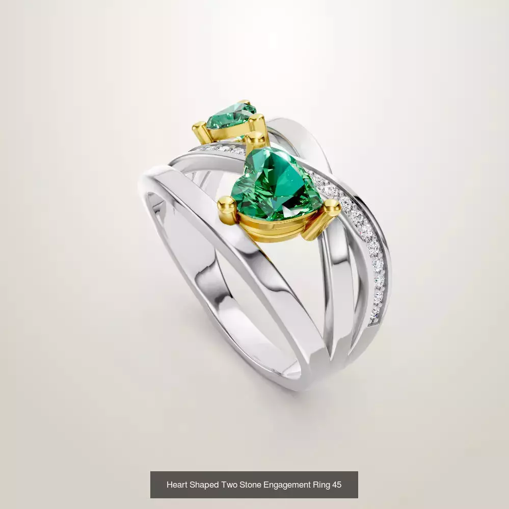 Heart Shaped Two Stone Engagement 32 models designes 3D Model Collection_26
