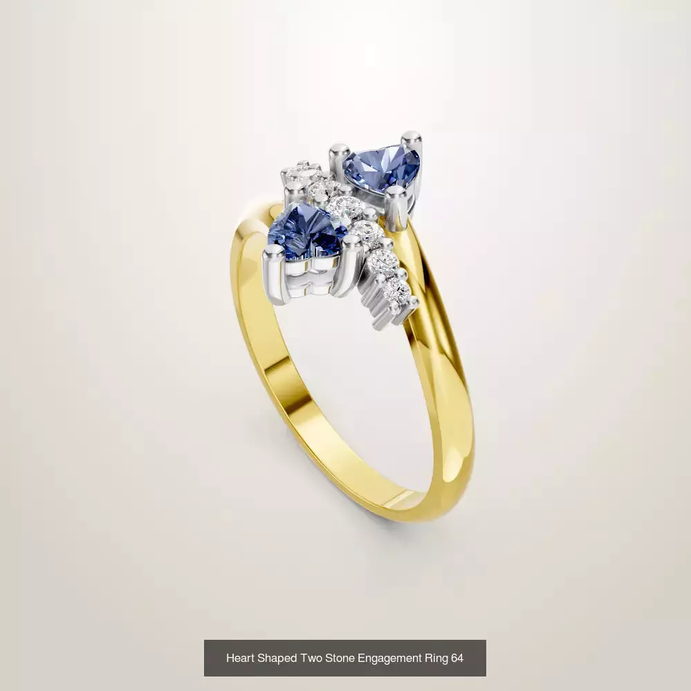 Heart Shaped Two Stone Engagement 32 models designes 3D Model Collection_64