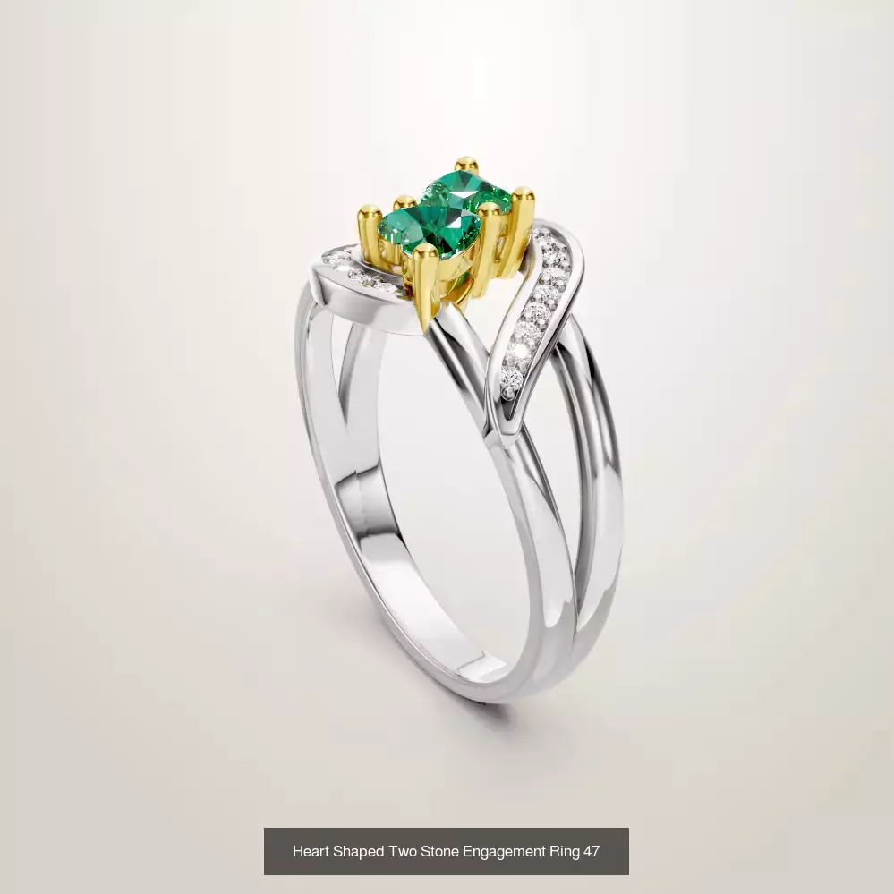 Heart Shaped Two Stone Engagement 32 models designes 3D Model Collection_30