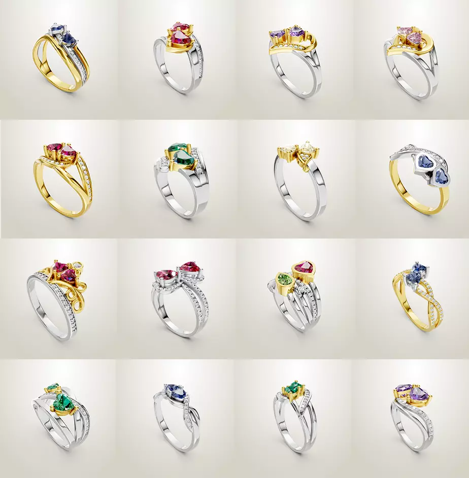 Heart Shaped Two Stone Engagement 32 models designes 3D Model Collection_0