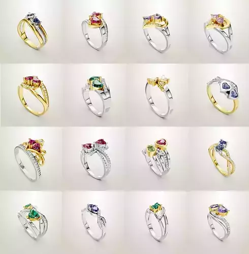 Heart Shaped Two Stone Engagement 32 models designes