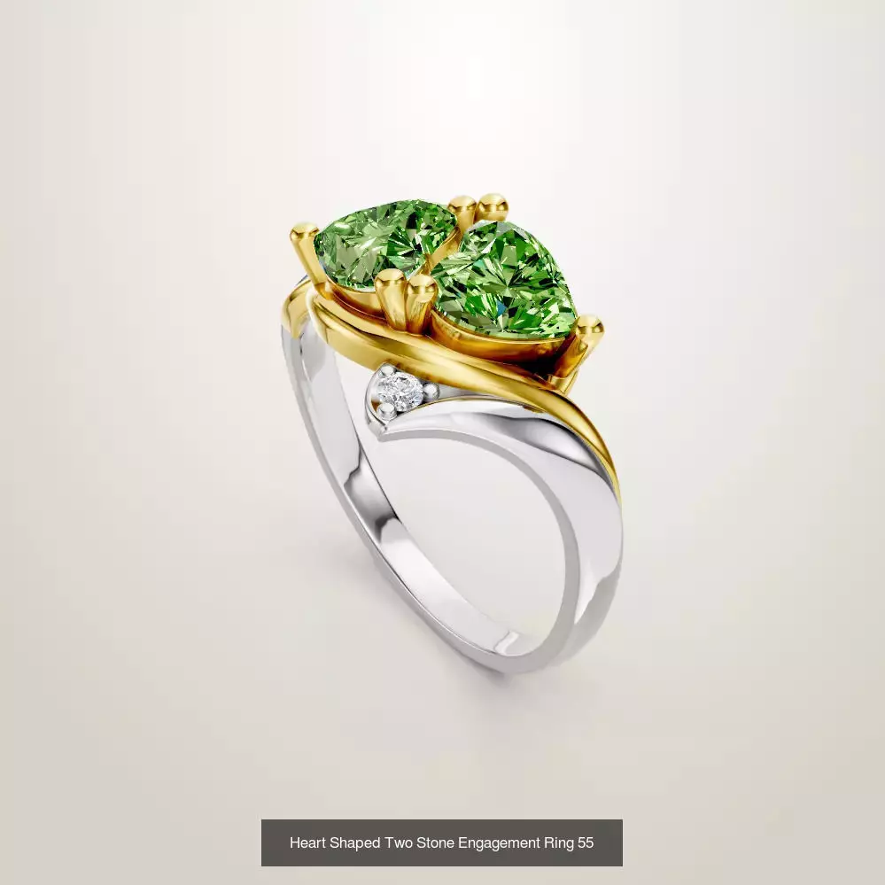 Heart Shaped Two Stone Engagement 32 models designes 3D Model Collection_46