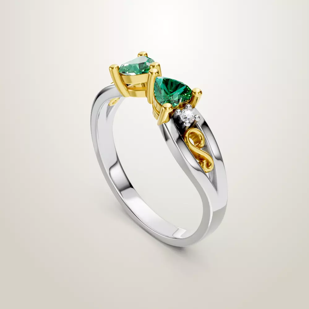 Heart Shaped Two Stone Engagement 32 models designes 3D Model Collection_2