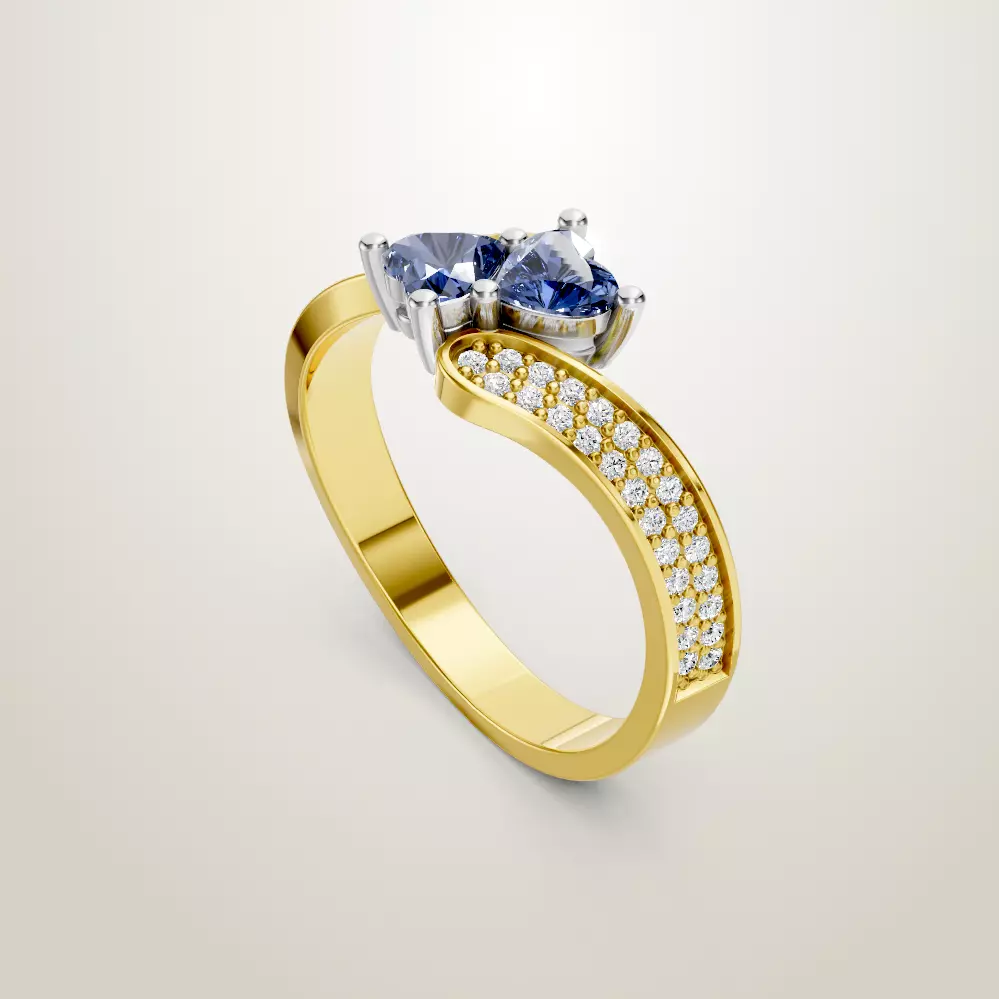 Heart Shaped Two Stone Engagement 32 models designes 3D Model Collection_39