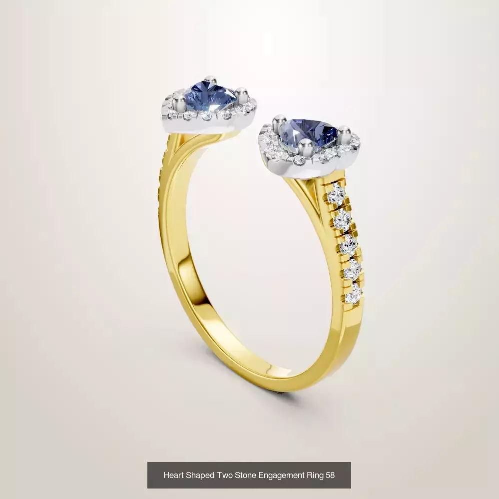 Heart Shaped Two Stone Engagement 32 models designes 3D Model Collection_52