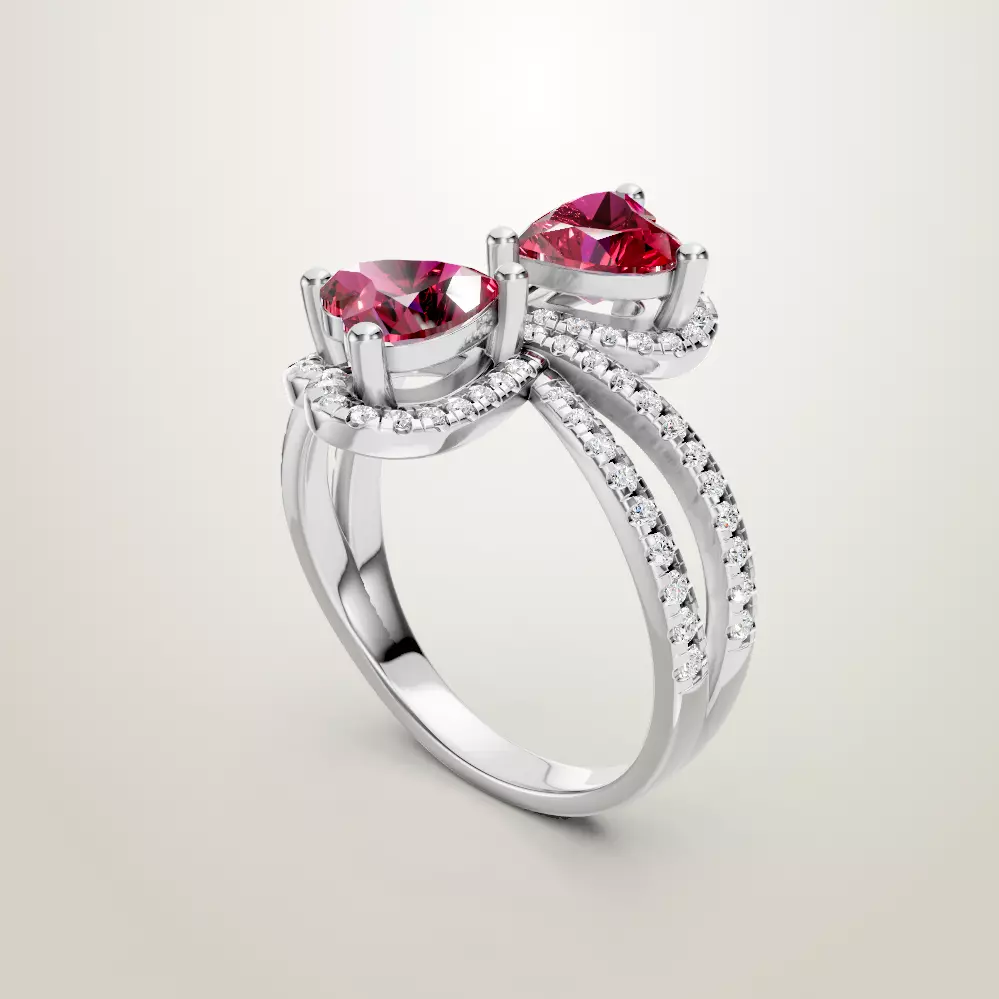 Heart Shaped Two Stone Engagement 32 models designes 3D Model Collection_23