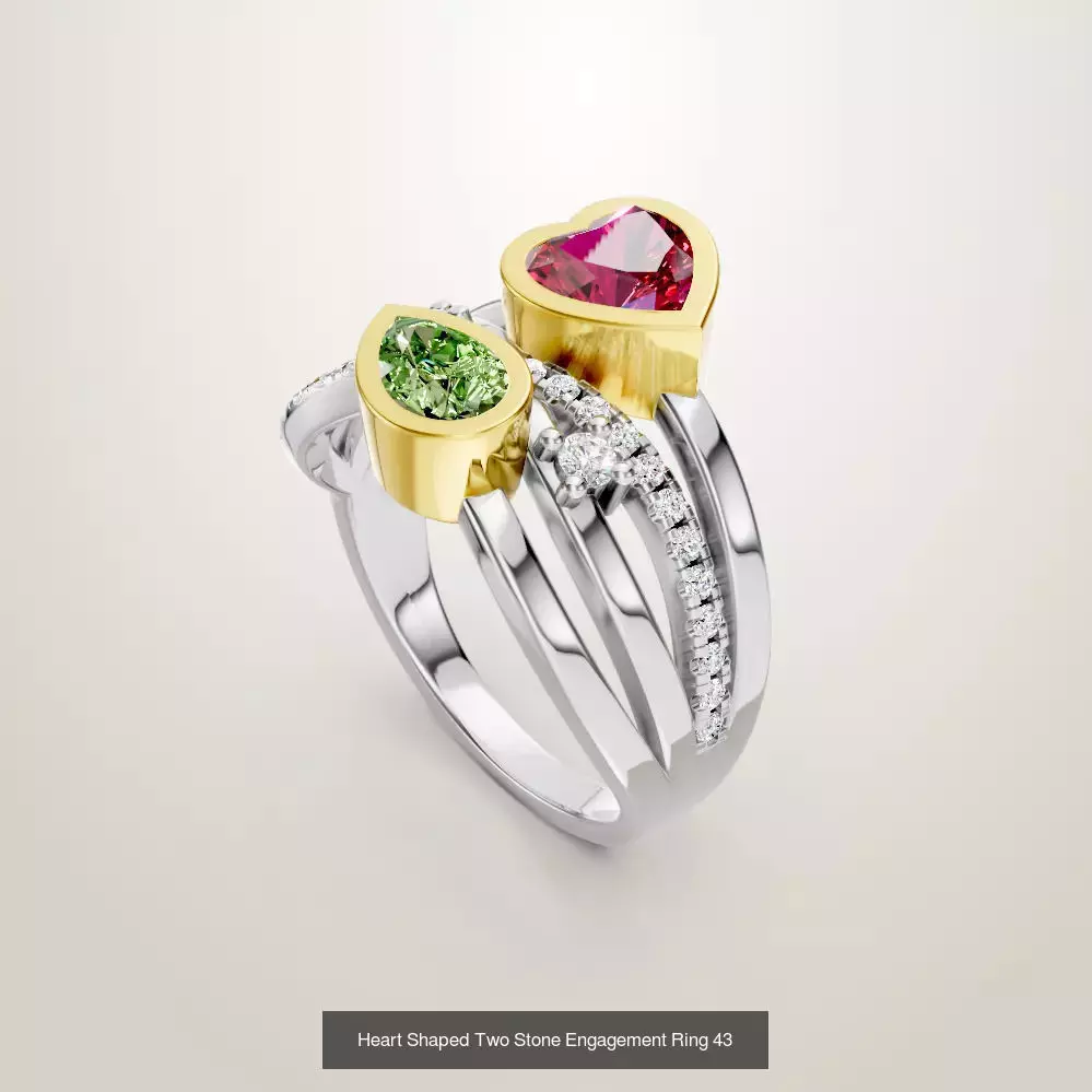Heart Shaped Two Stone Engagement 32 models designes 3D Model Collection_22
