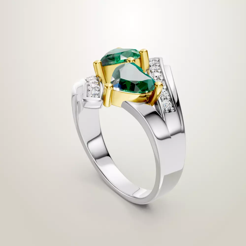 Heart Shaped Two Stone Engagement 32 models designes 3D Model Collection_15