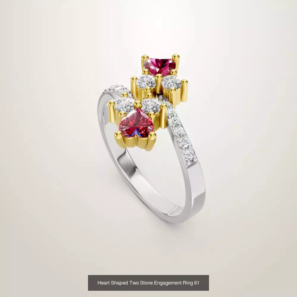 Heart Shaped Two Stone Engagement 32 models designes 3D Model Collection_58