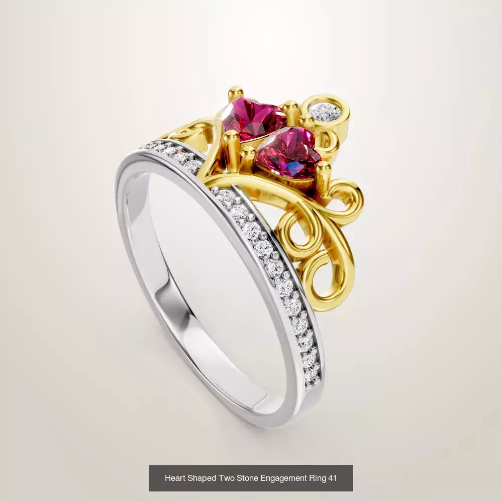 Heart Shaped Two Stone Engagement 32 models designes 3D Model Collection_18