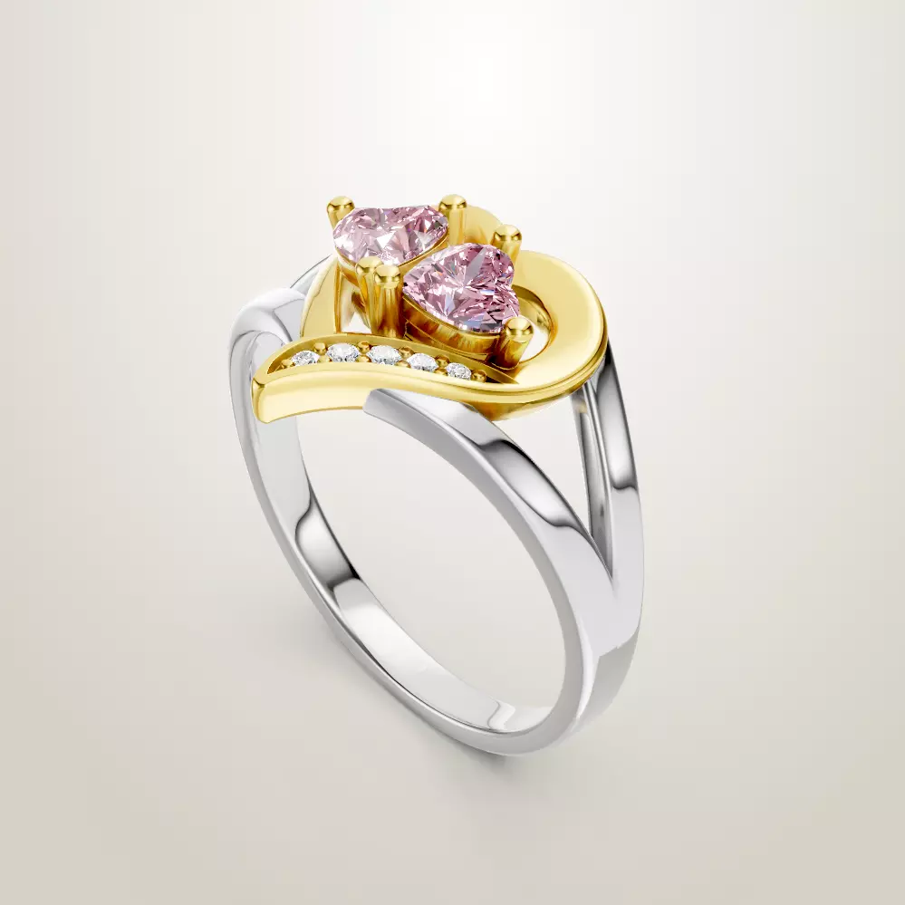 Heart Shaped Two Stone Engagement 32 models designes 3D Model Collection_11