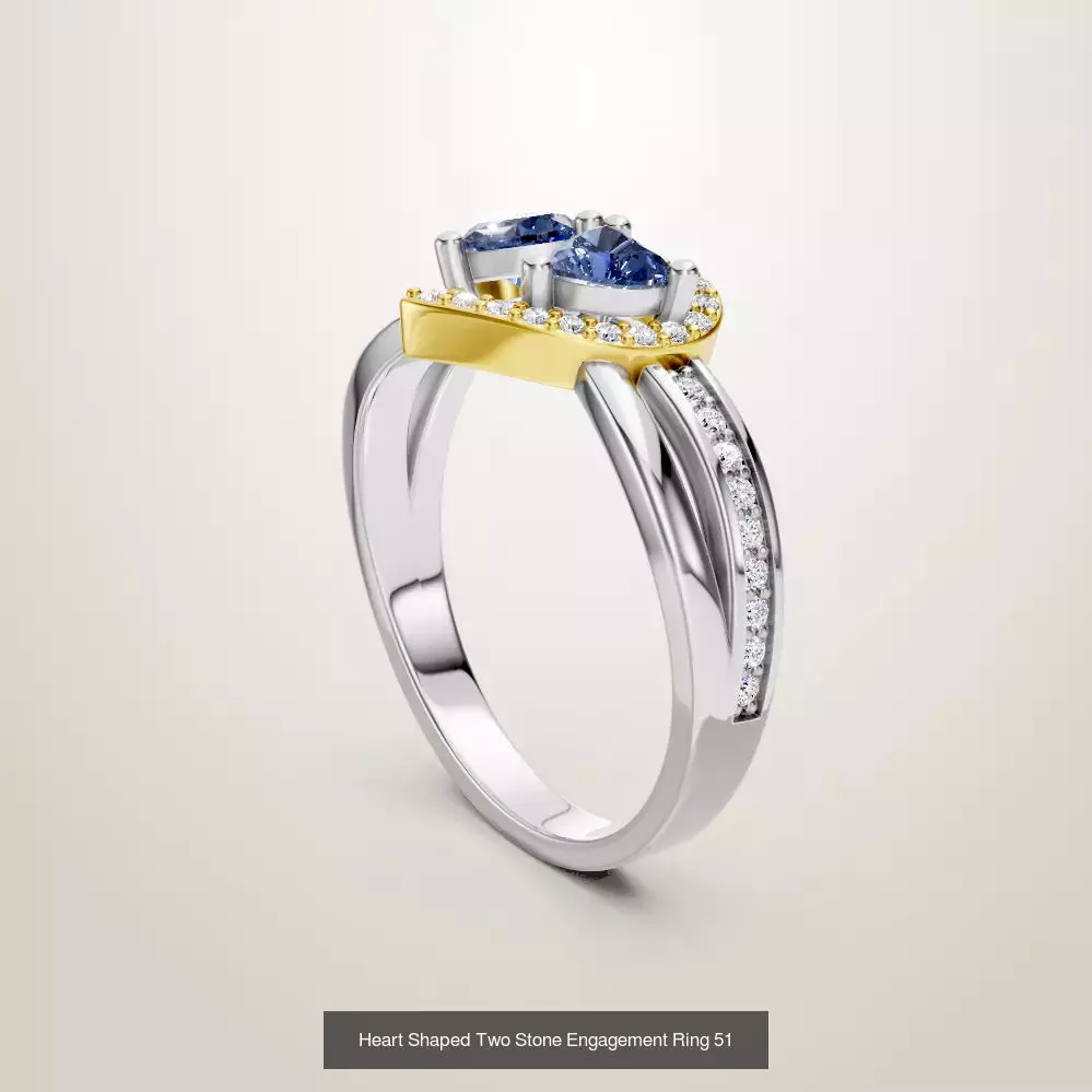 Heart Shaped Two Stone Engagement 32 models designes 3D Model Collection_38