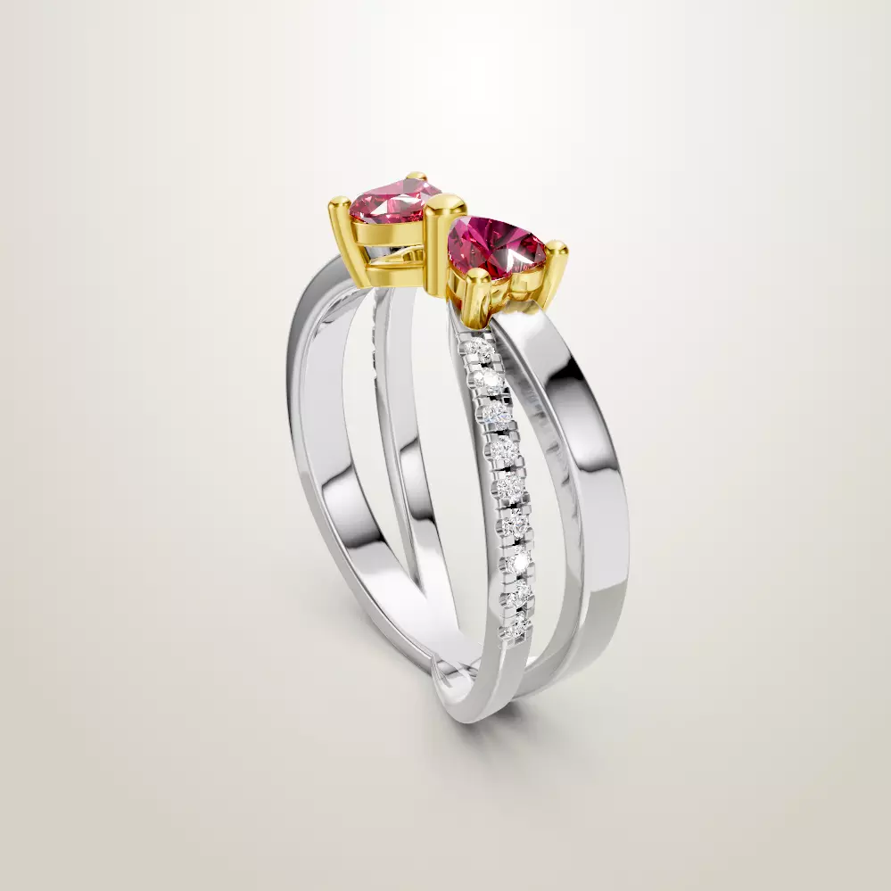 Heart Shaped Two Stone Engagement 32 models designes 3D Model Collection_43