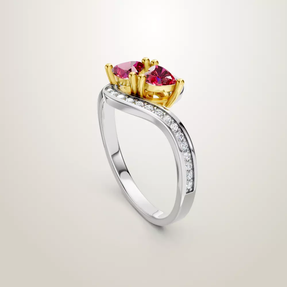 Heart Shaped Two Stone Engagement 32 models designes 3D Model Collection_47