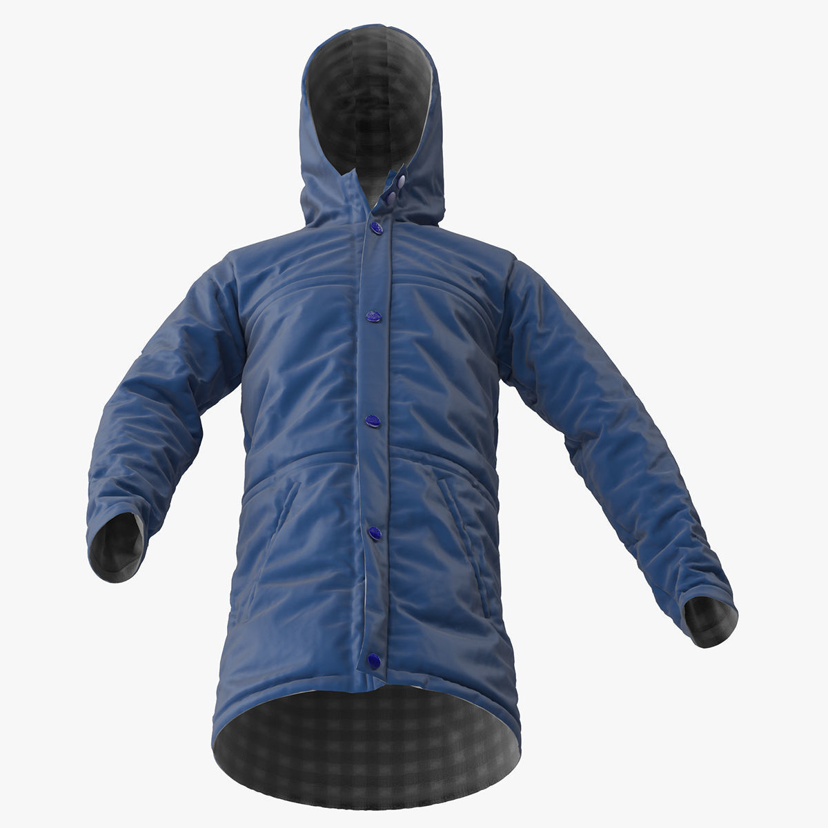 Jacket parka with hood 3D model_10