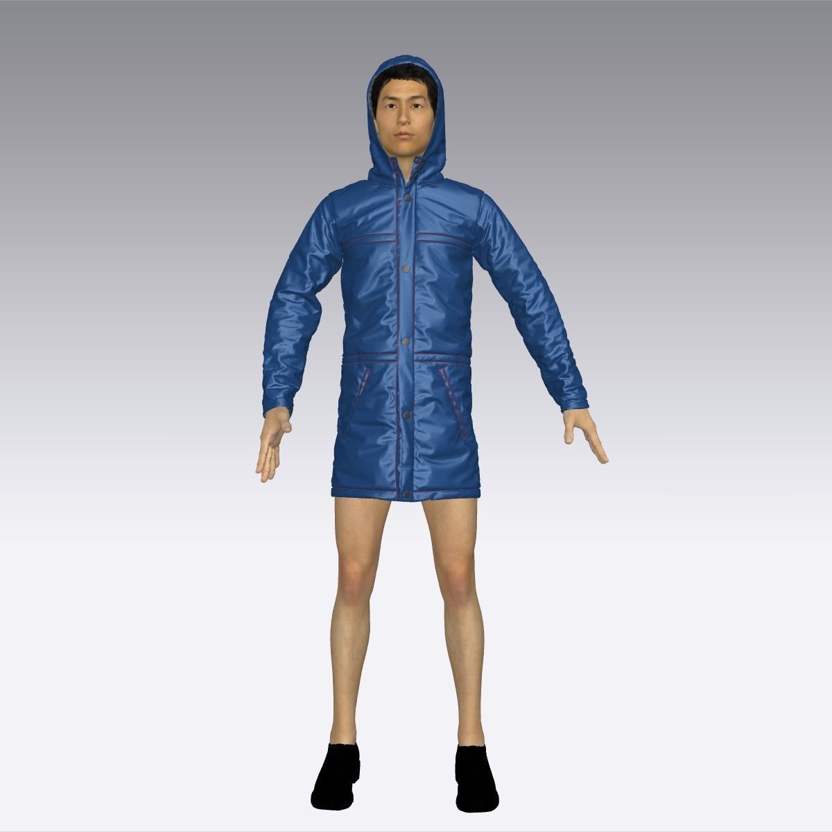 Jacket parka with hood 3D model_12